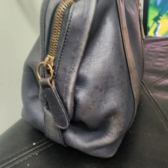 Vintage Coach Soft Satchel 4055 Navy Leather Double Handles 0210-918 early 1990s